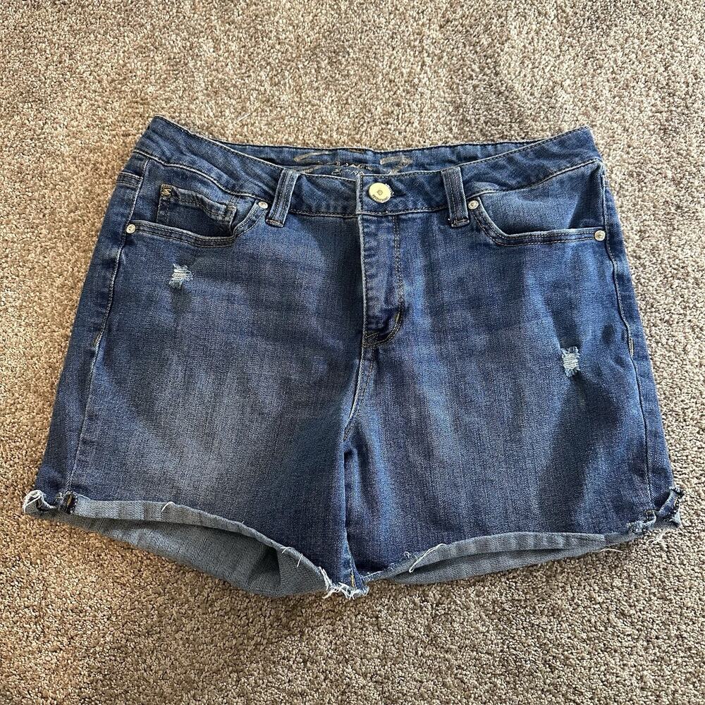 Seven7 Weekend Short Women's Sz 8 Blue Denim Shorts Mid-Rise Comfort Stretch